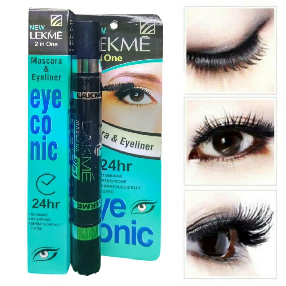 Waterproof Smudge Proof 2 in 1 Mascara-Eyeliner Set - Long Lasting Black Formula