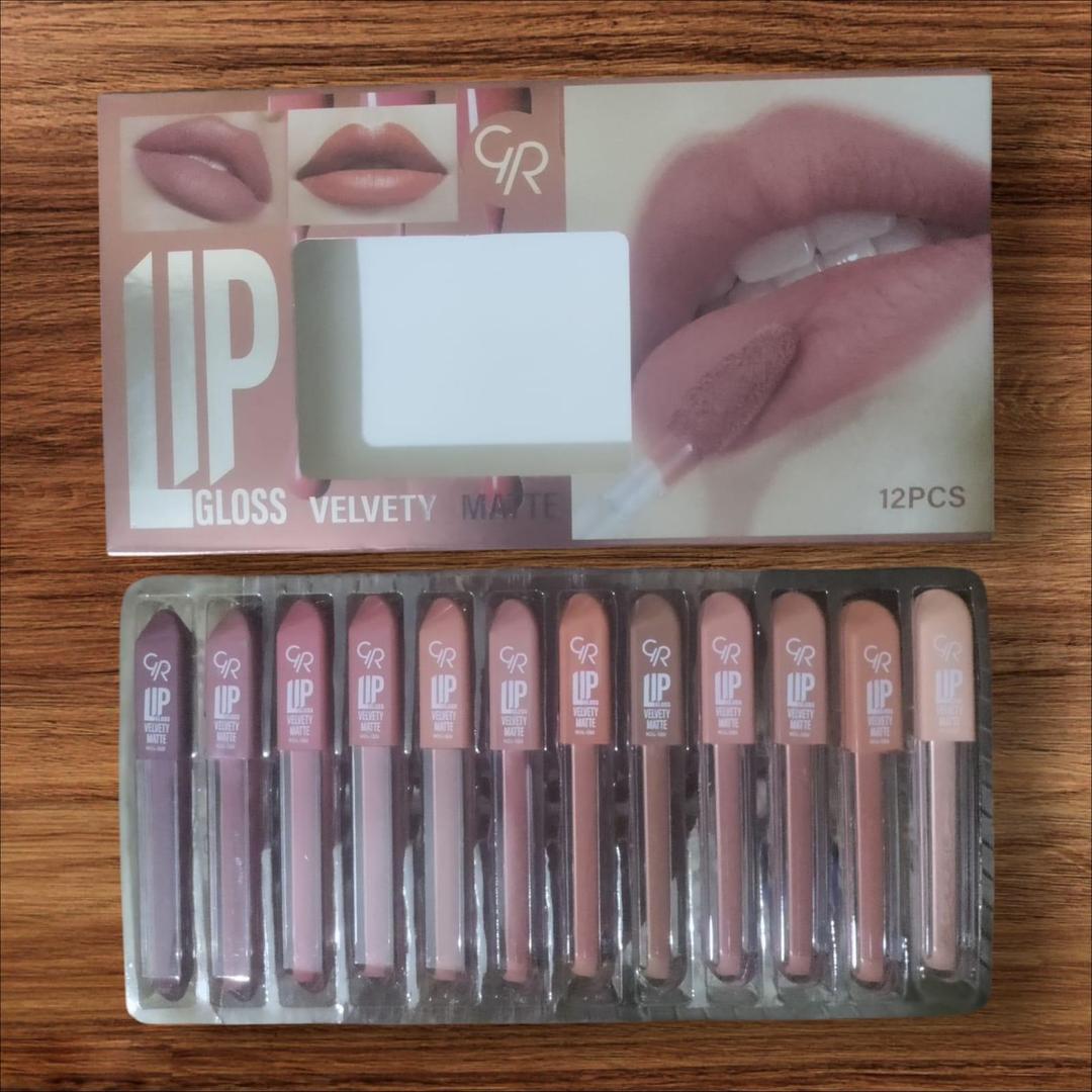 12 Pcs Glossy Finish Lip Gloss Collection