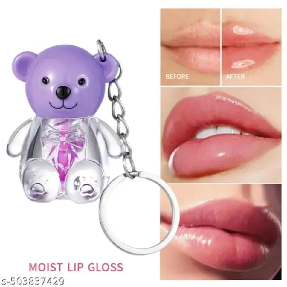 Teddy Bear Moisturizing Lip Oil With Key Chain, Pack Of 3