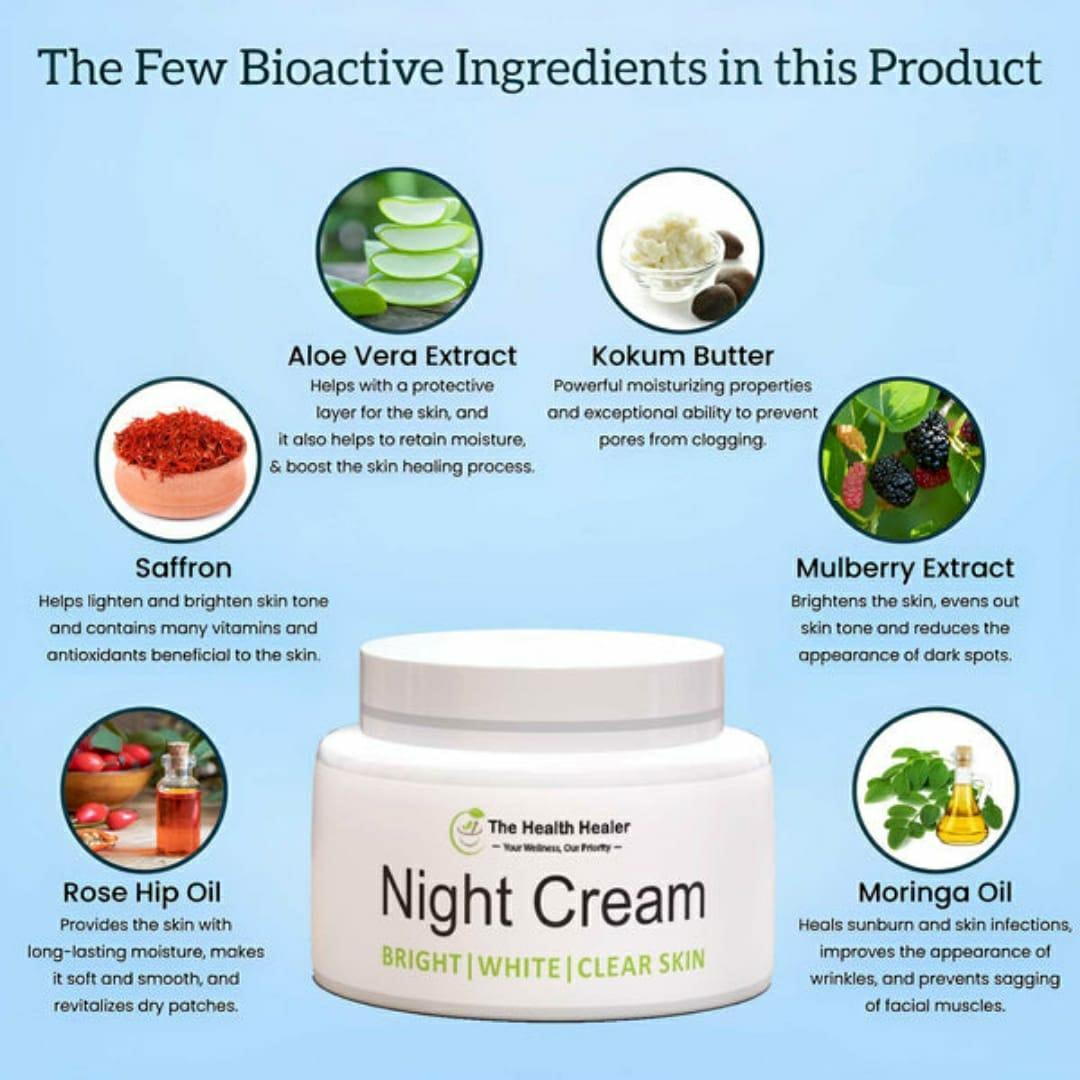 Night Cream for Bright White Clear Skin All Types view 2