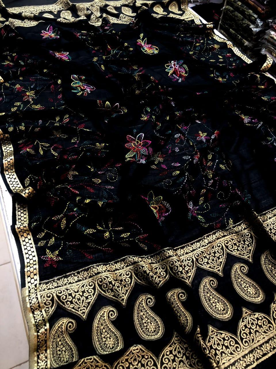 1 Pc Women's Stitched Arabic Lawn Hand Work Dupatta