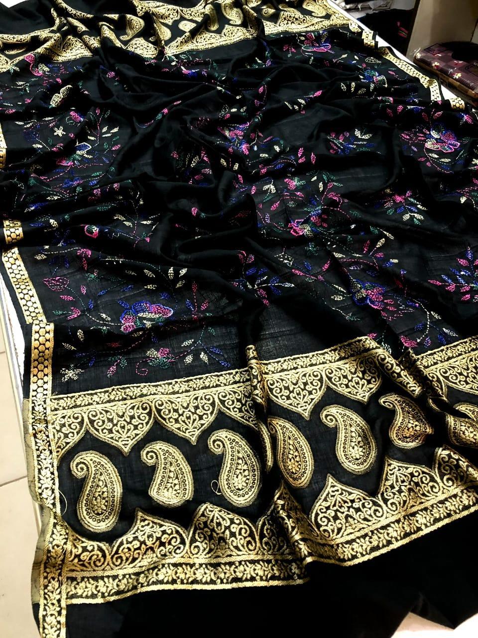 1 Pc Women's Stitched Arabic Lawn Hand Work Dupatta