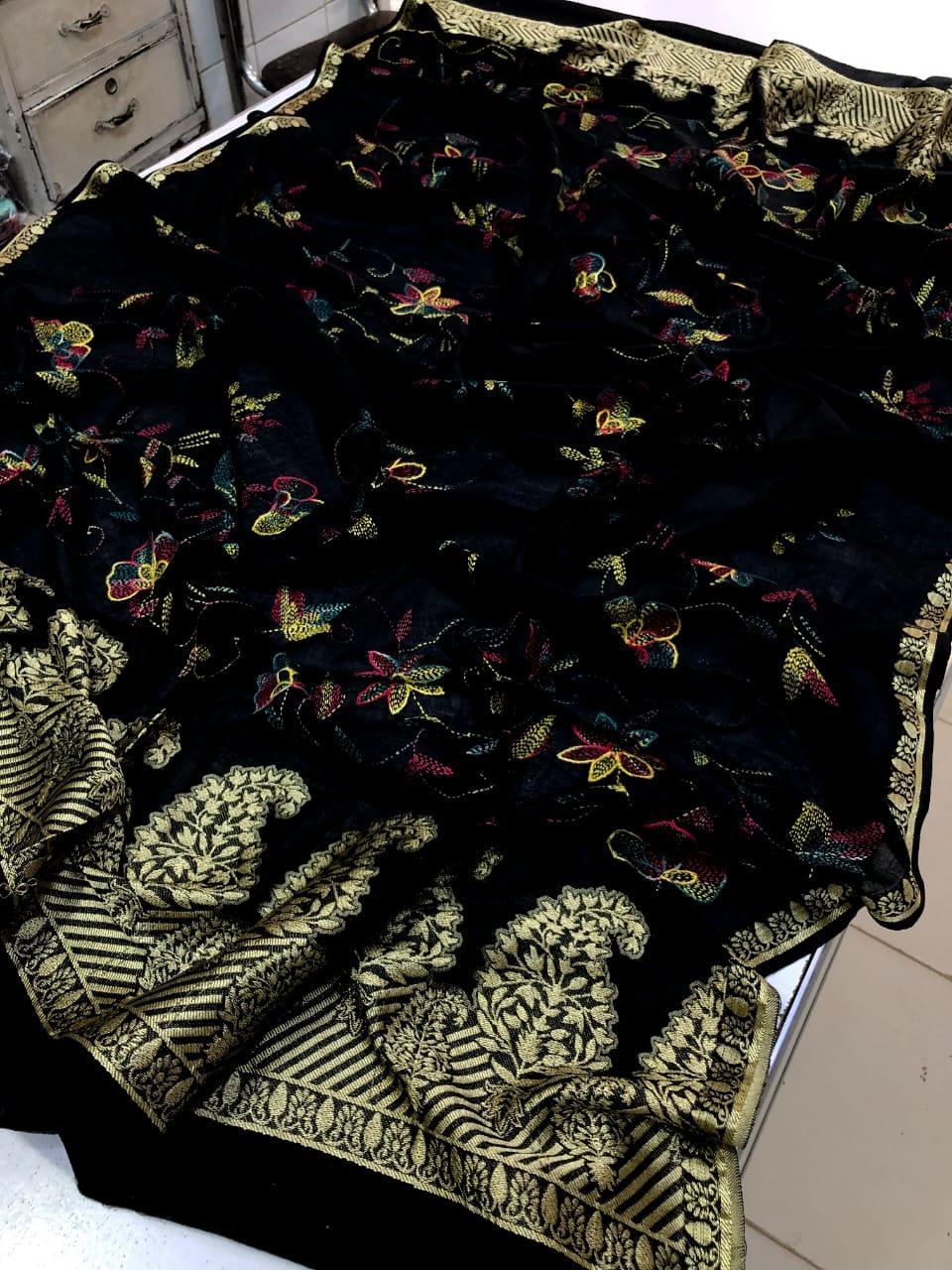 1 Pc Women's Stitched Arabic Lawn Hand Work Dupatta