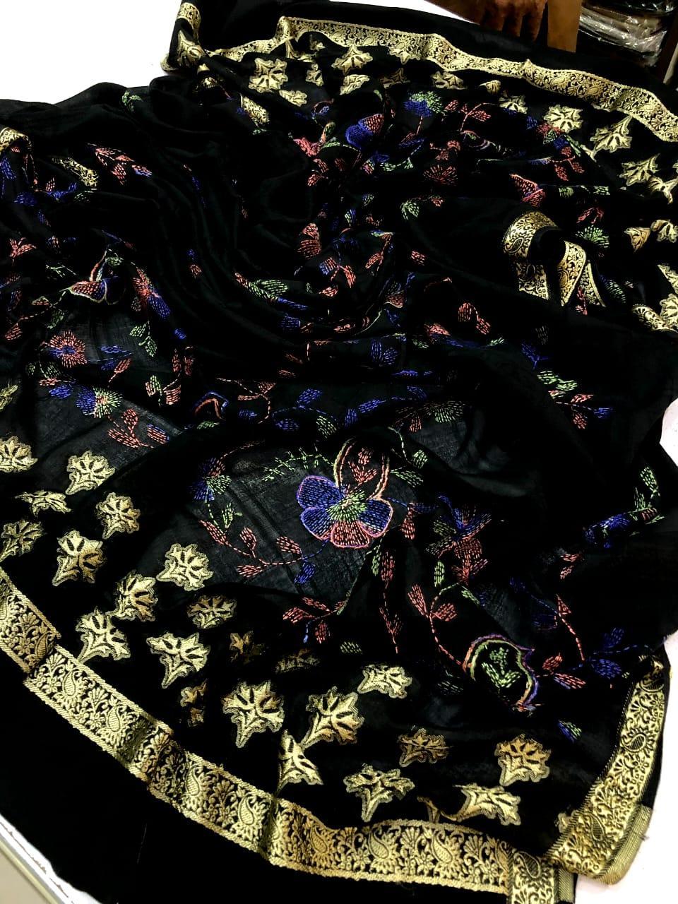 1 Pc Women's Stitched Arabic Lawn Hand Work Dupatta