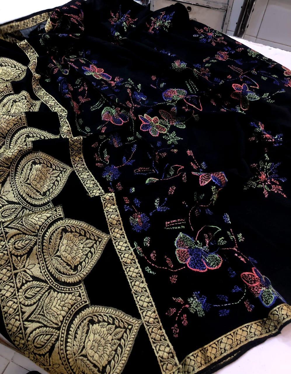 1 Pc Women's Stitched Arabic Lawn Hand Work Dupatta