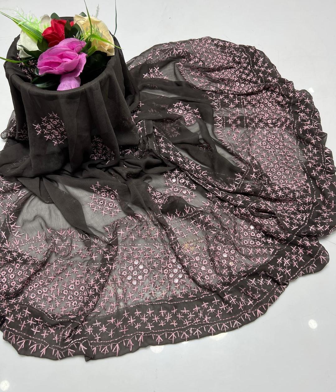 1 Pc Women's Stitched Chiffon Hand Work Dupatta