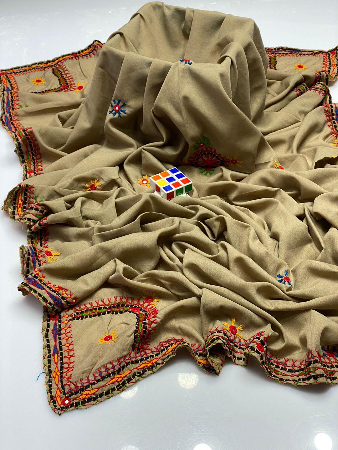 Women's Swiss Embroidered Border Shawl