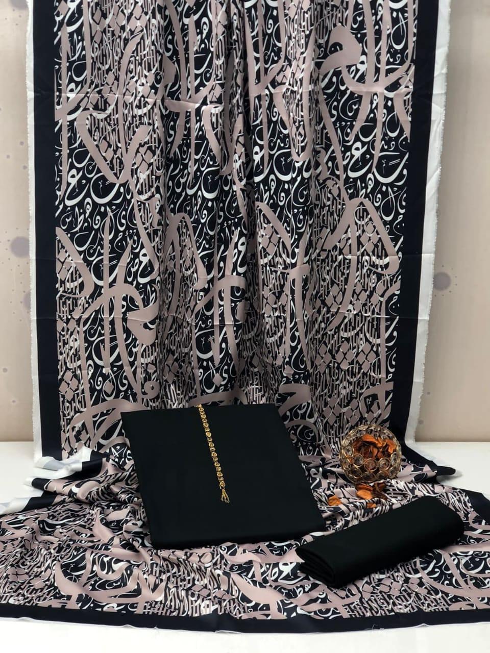 3 Pcs Women's Unstitched Plain Suit