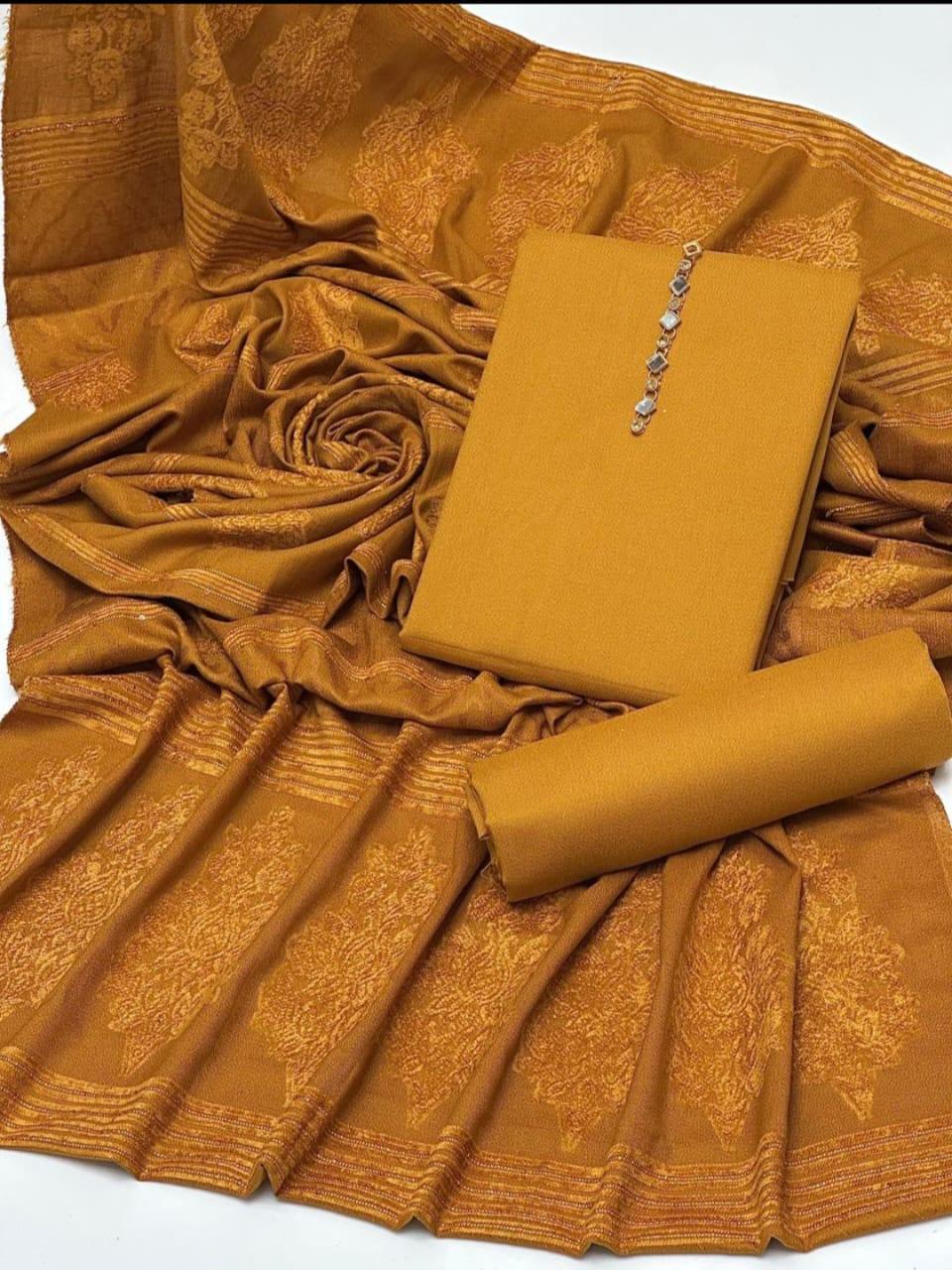 3 Pcs Women's Unstitched Plain Suit