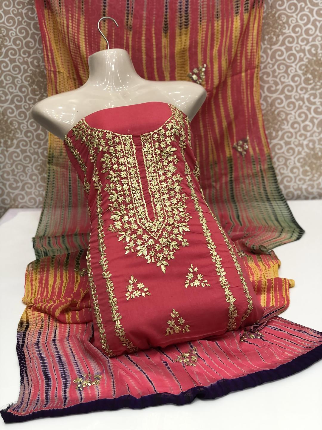 3 Pcs Women's Unstitched Gota Work Suit