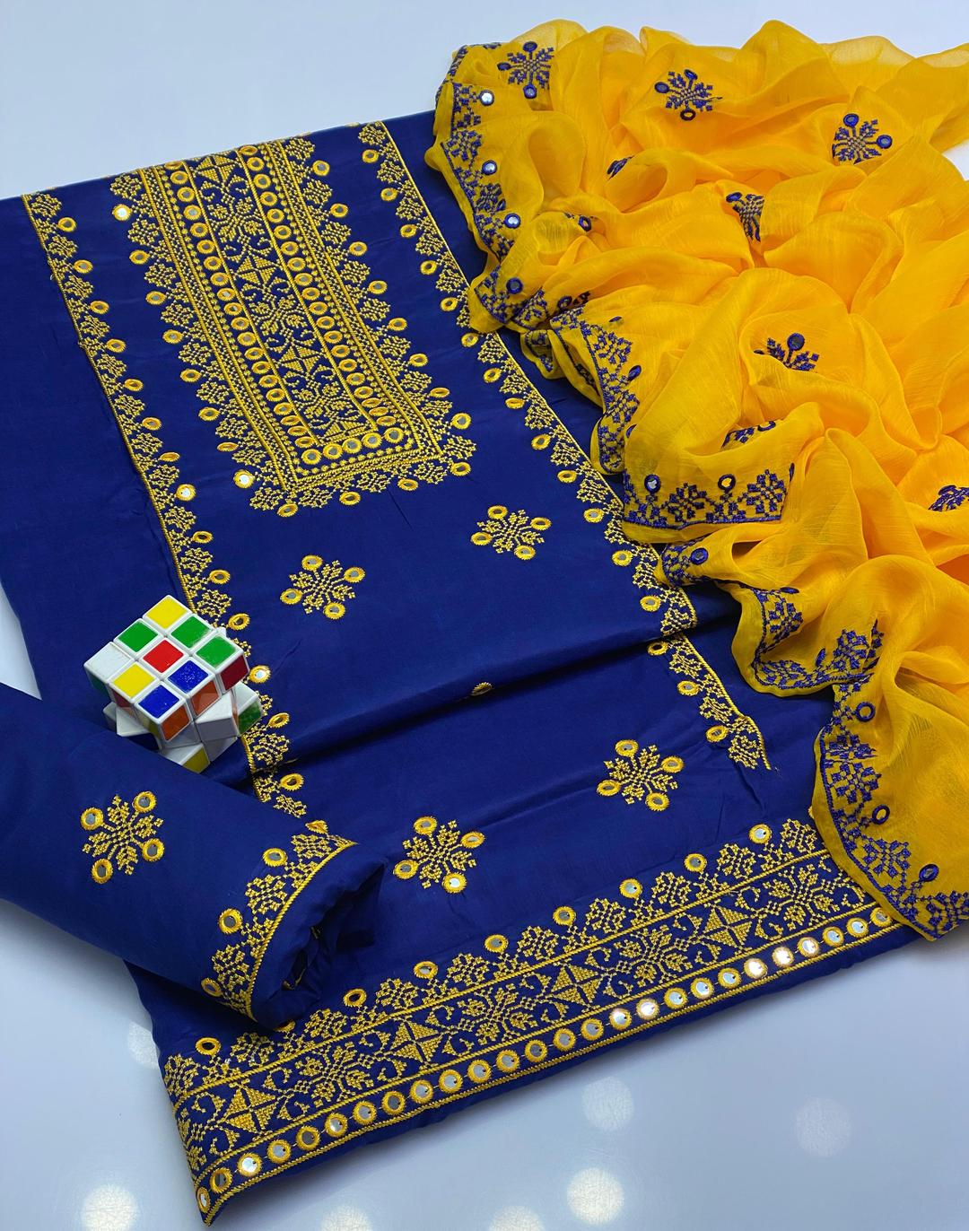 3 Pcs Women's Unstitched Embroidered Suit