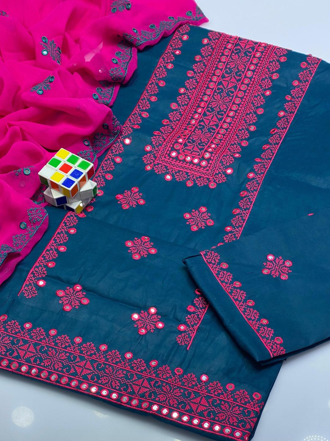 3 Pcs Women's Unstitched Embroidered Suit