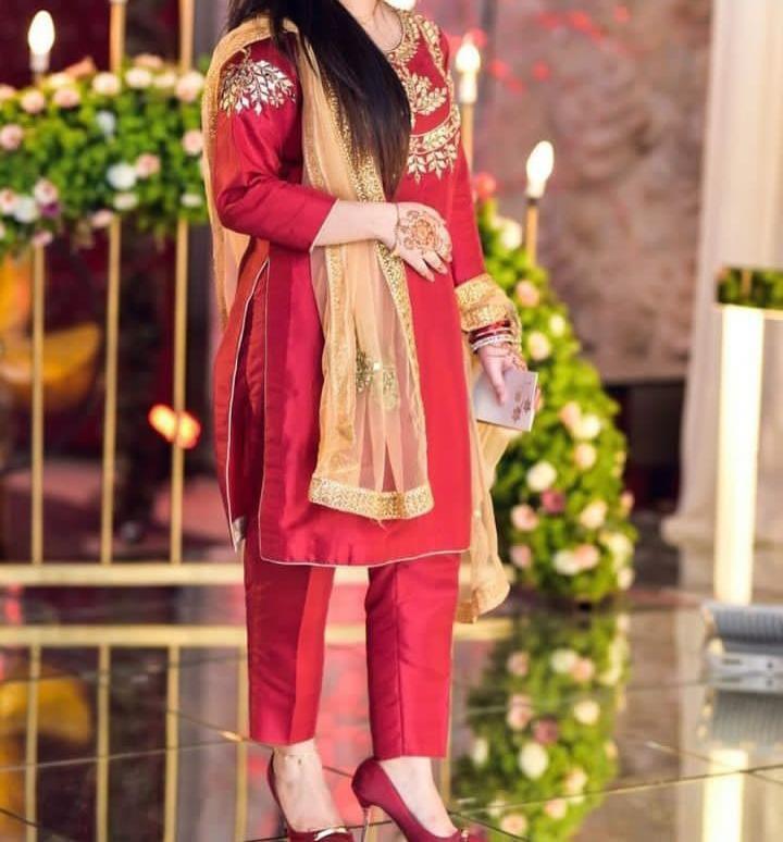 3 Pcs Women's Unstitched Mirror Work Suit