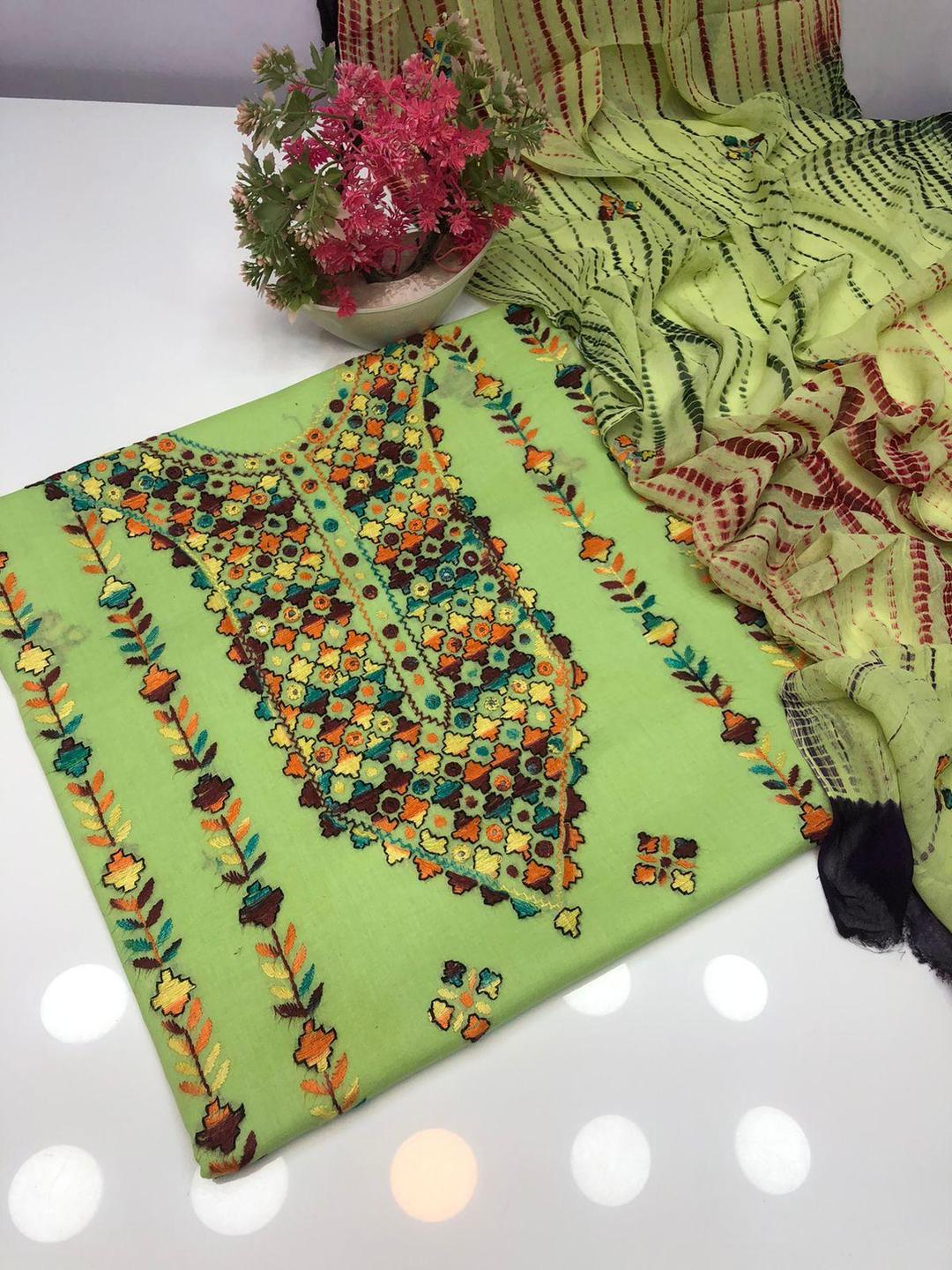 3 Pcs Women's Unstitched Hand Work Suit