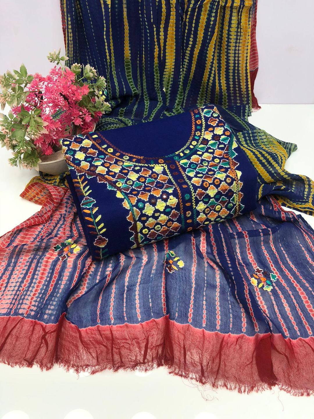 3 Pcs Women's Unstitched Hand Work Suit