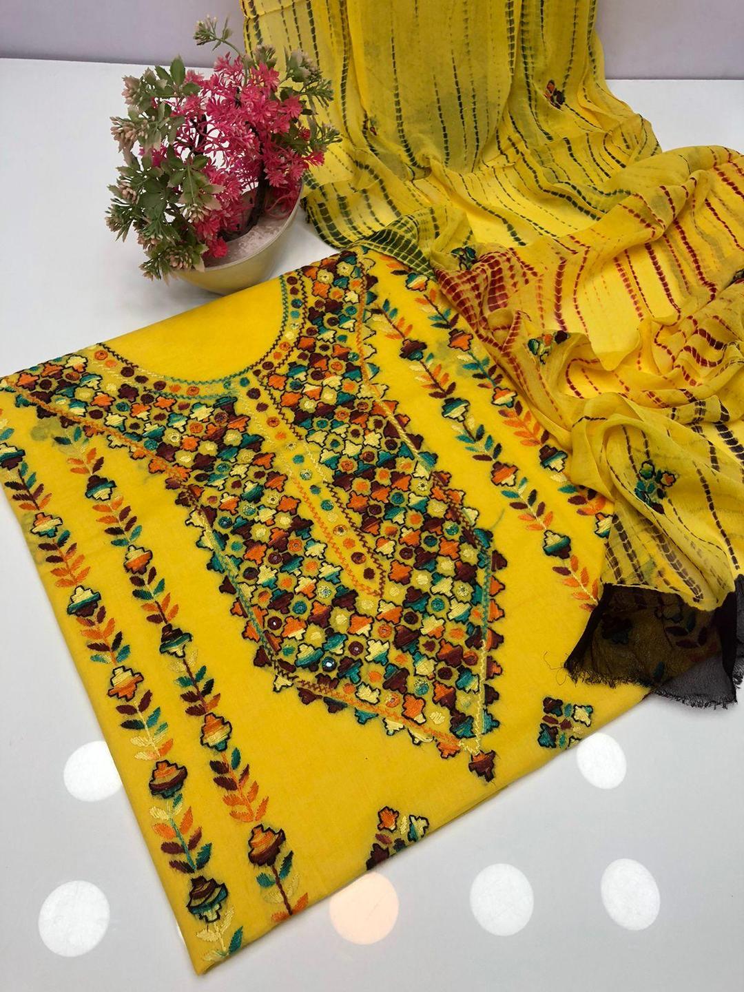 3 Pcs Women's Unstitched Hand Work Suit