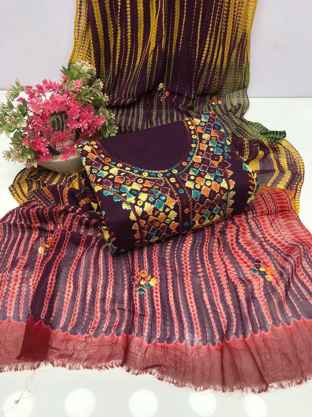 3 Pcs Women's Unstitched Hand Work Suit