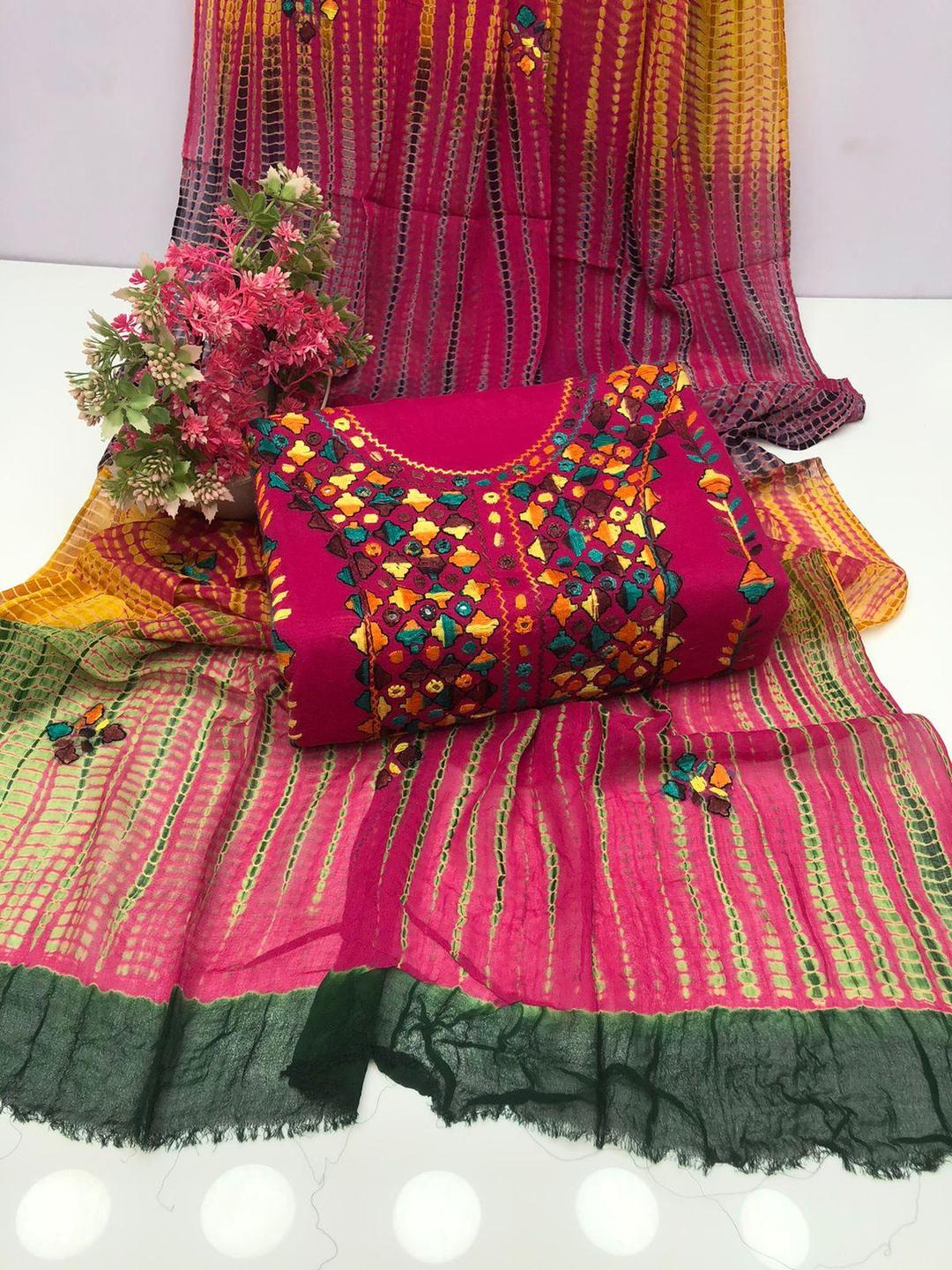 3 Pcs Women's Unstitched Hand Work Suit