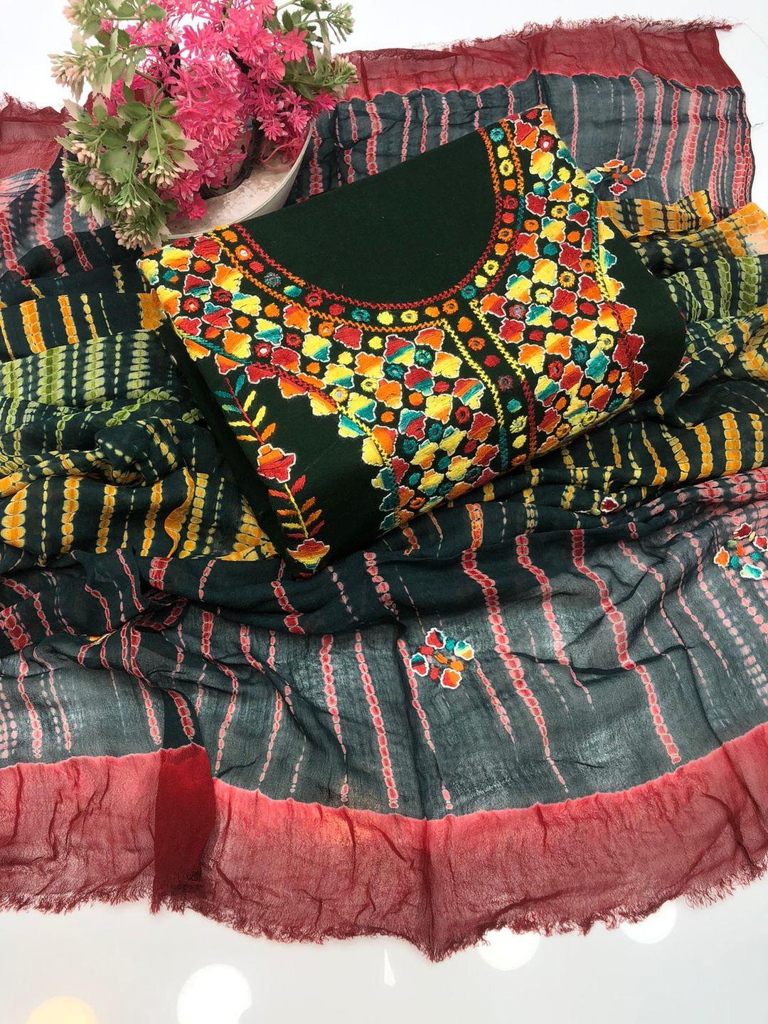 3 Pcs Women's Unstitched Hand Work Suit