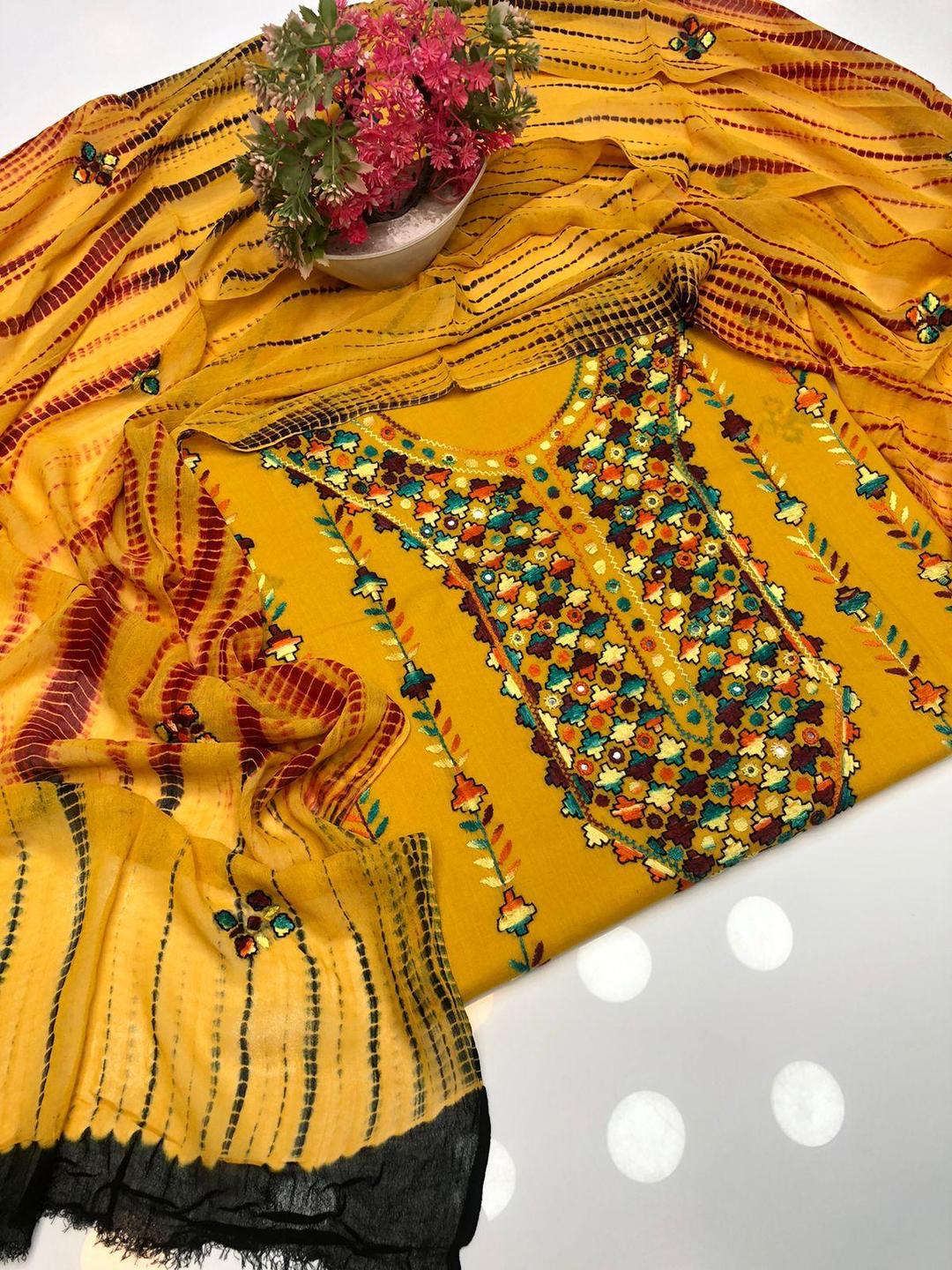 3 Pcs Women's Unstitched Hand Work Suit