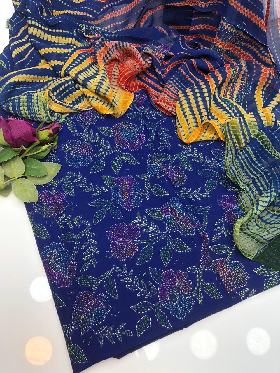 3 Pcs Women's Unstitched Hand Work Suit