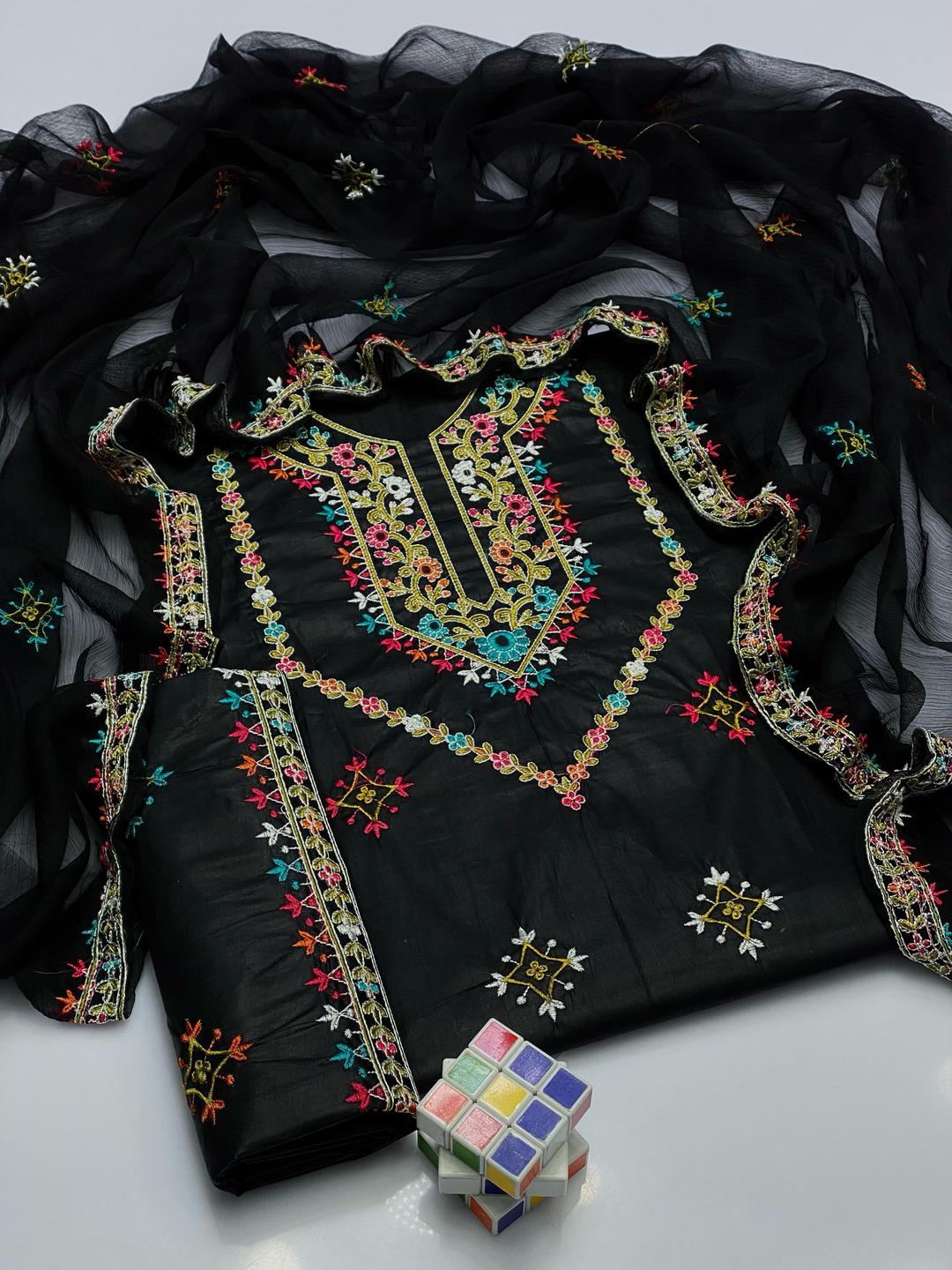 3 Pcs Women's Unstitched Embroidered Suit