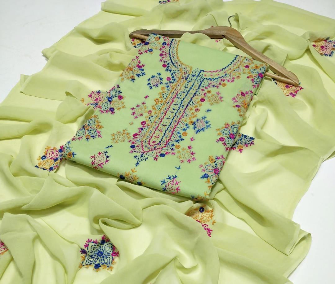 3 Pcs Women's Unstitched Hand Work Suit