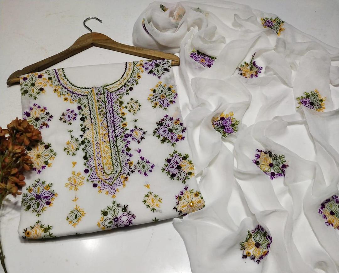 3 Pcs Women's Unstitched Hand Work Suit