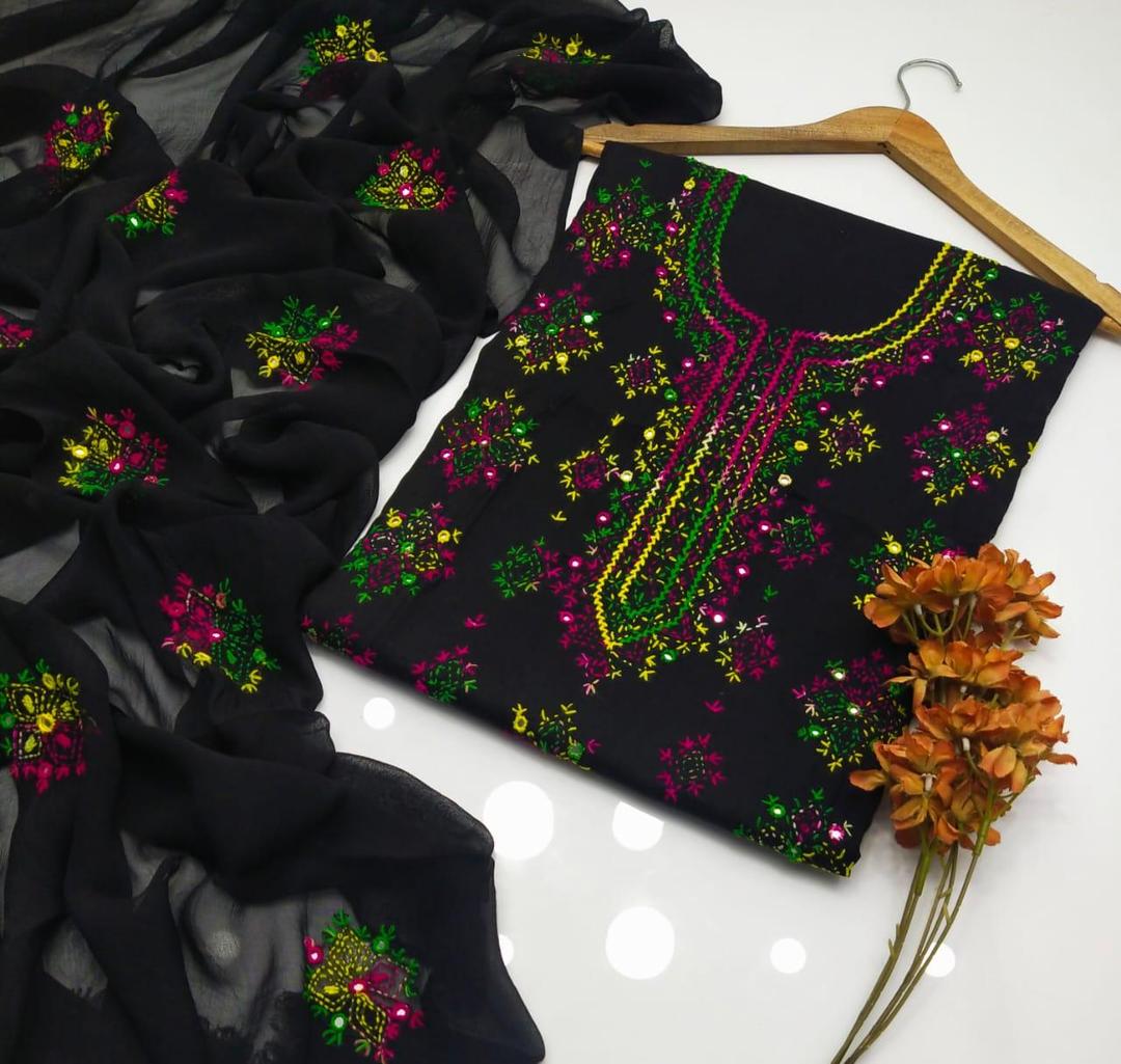 3 Pcs Women's Unstitched Hand Work Suit