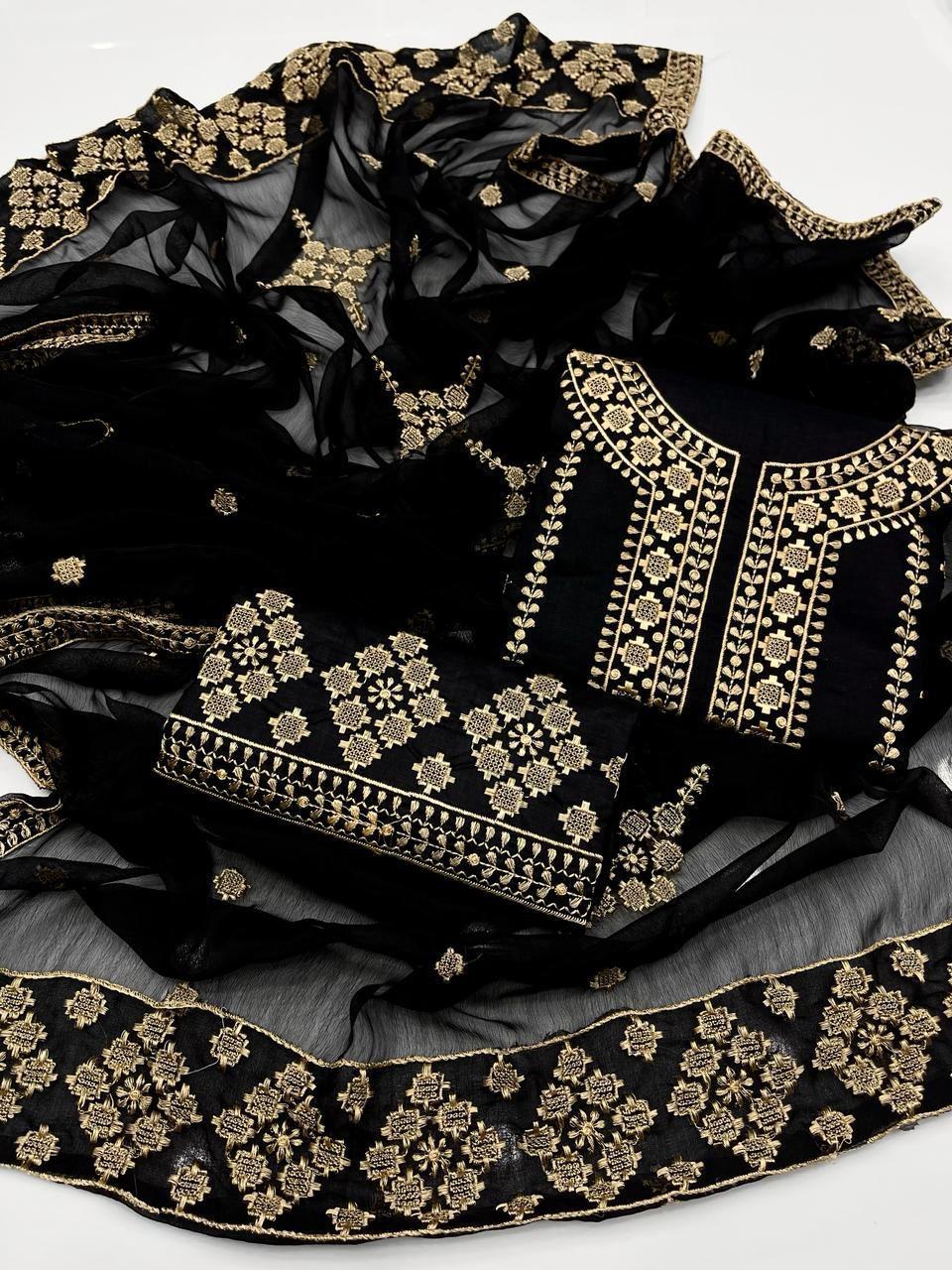 3 Pcs Women's Unstitched Chikankari Embroidered Suit