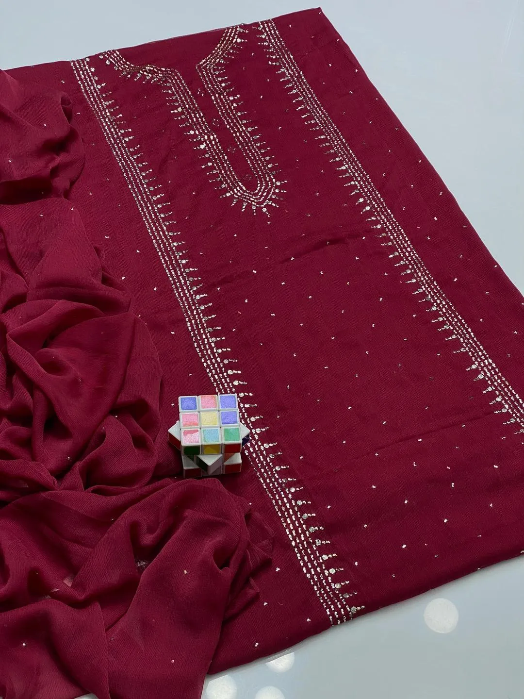 2 Pcs Women's Unstitched Hand Work Suit