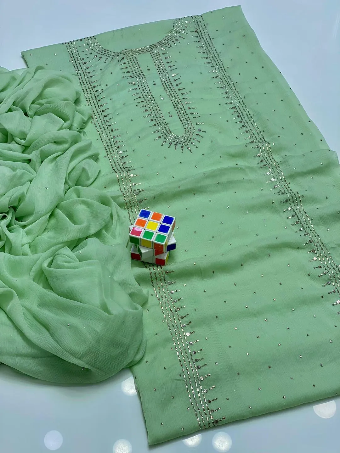 2 Pcs Women's Unstitched Hand Work Suit