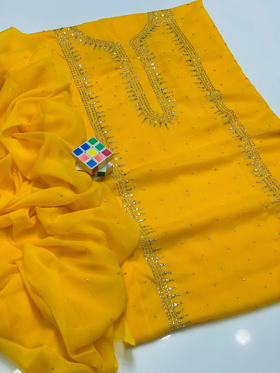 2 Pcs Women's Unstitched Hand Work Suit