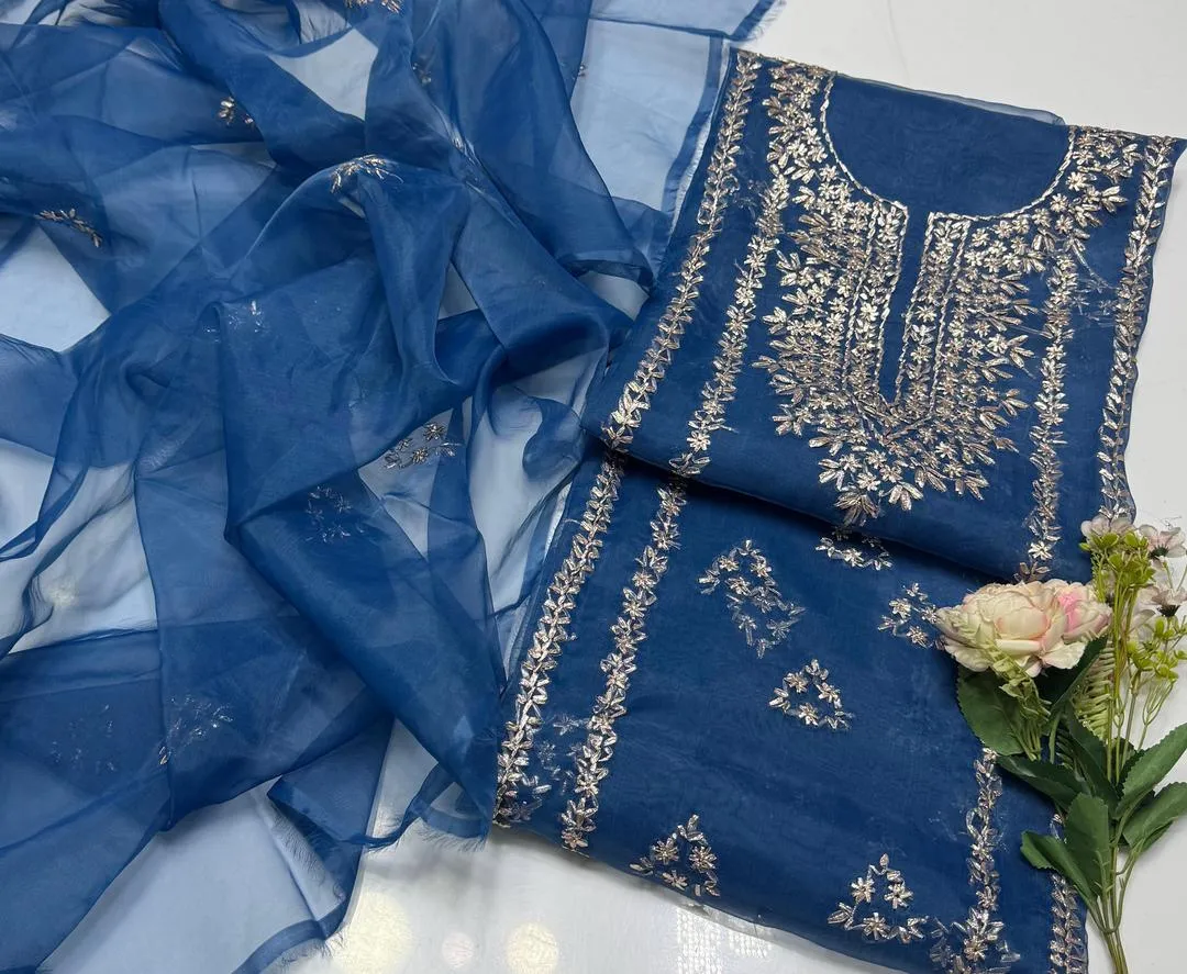 2 Pcs Women's Unstitched Hand Embroidered Suit