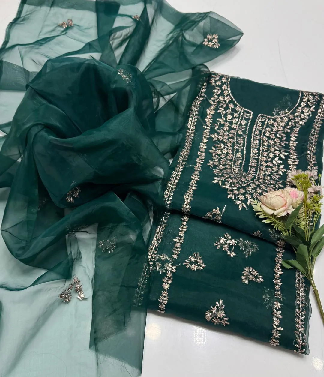 2 Pcs Women's Unstitched Hand Embroidered Suit