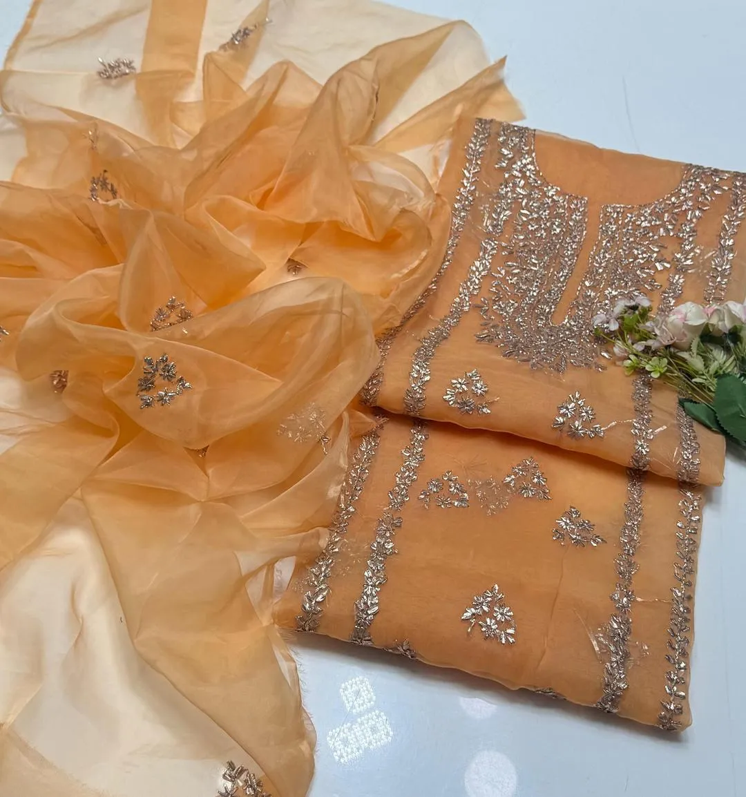 2 Pcs Women's Unstitched Hand Embroidered Suit