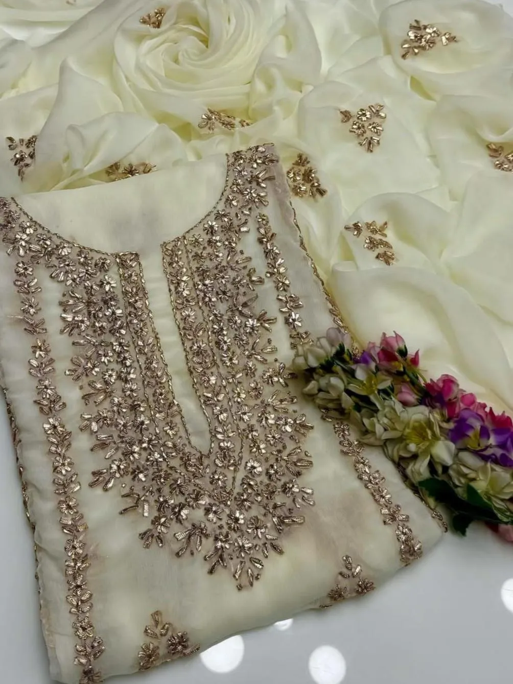 2 Pcs Women's Unstitched Hand Work Suit