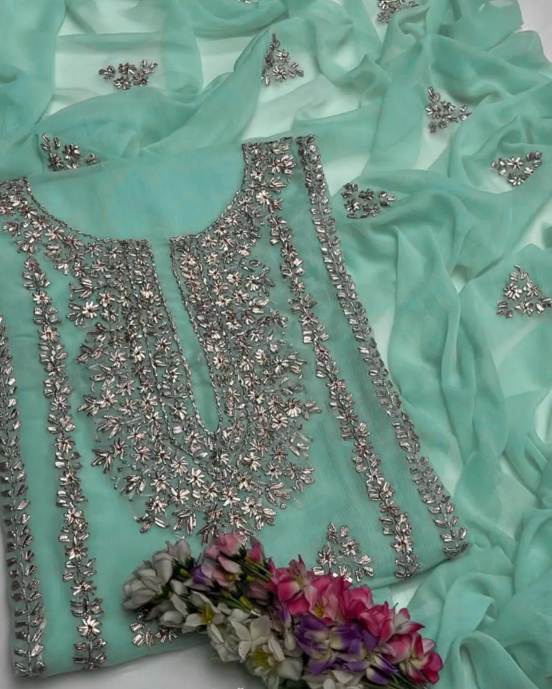 2 Pcs Women's Unstitched Hand Work Suit