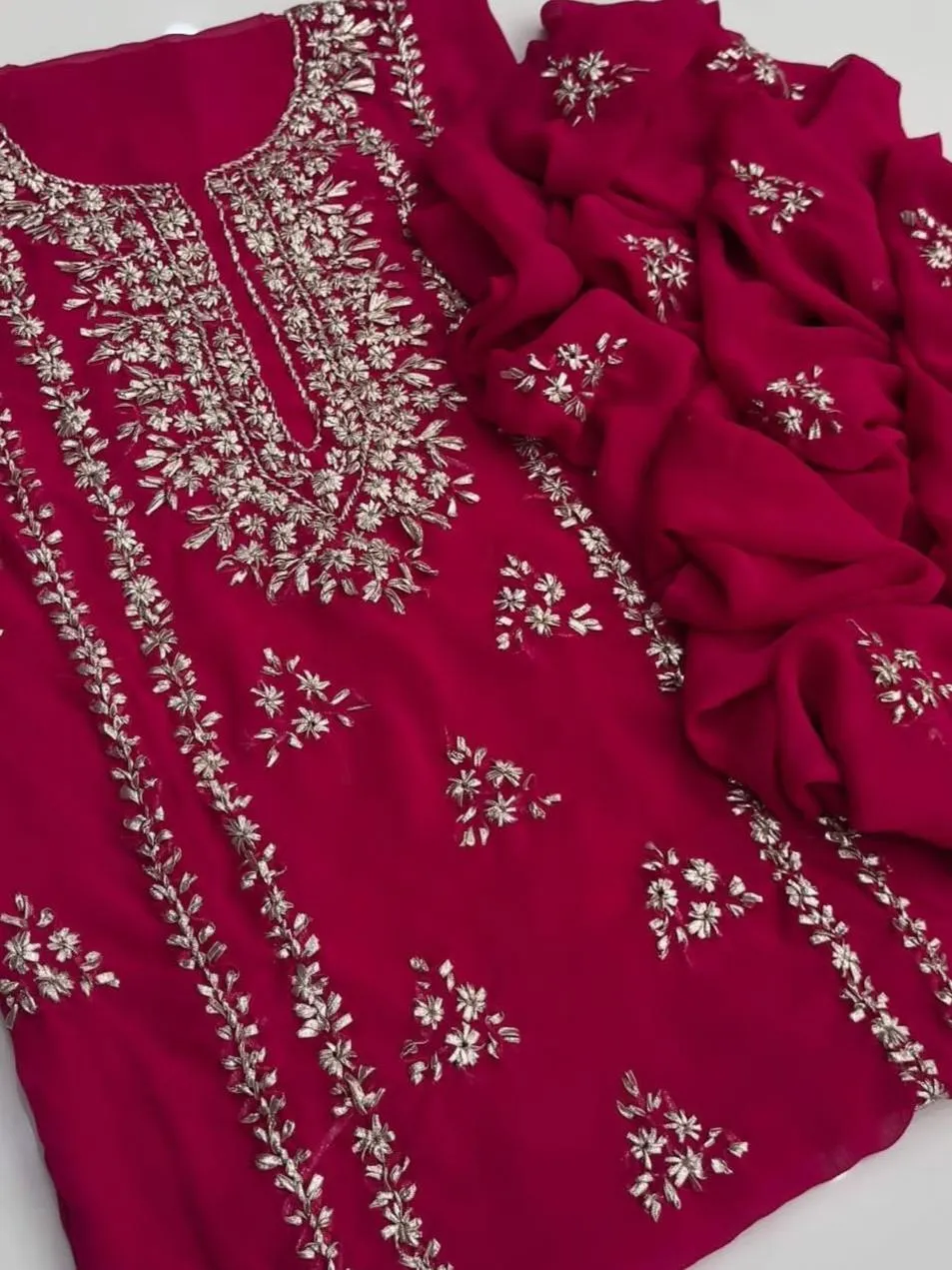 2 Pcs Women's Unstitched Hand Work Suit