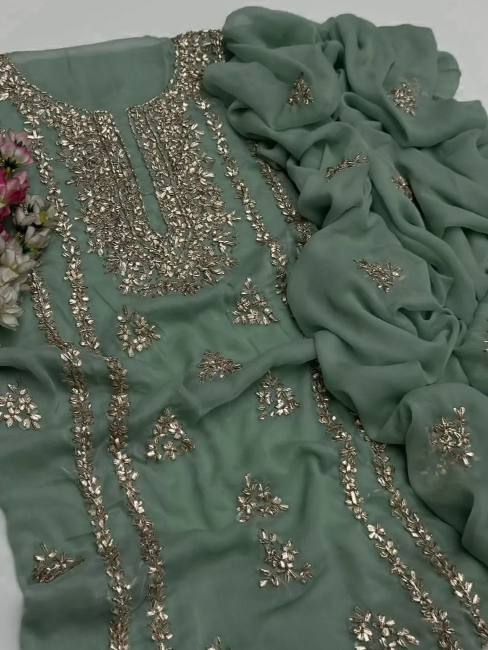 2 Pcs Women's Unstitched Hand Work Suit