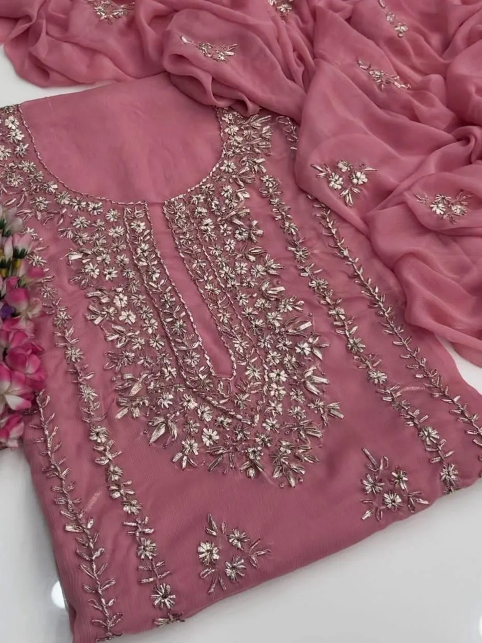 2 Pcs Women's Unstitched Hand Work Suit