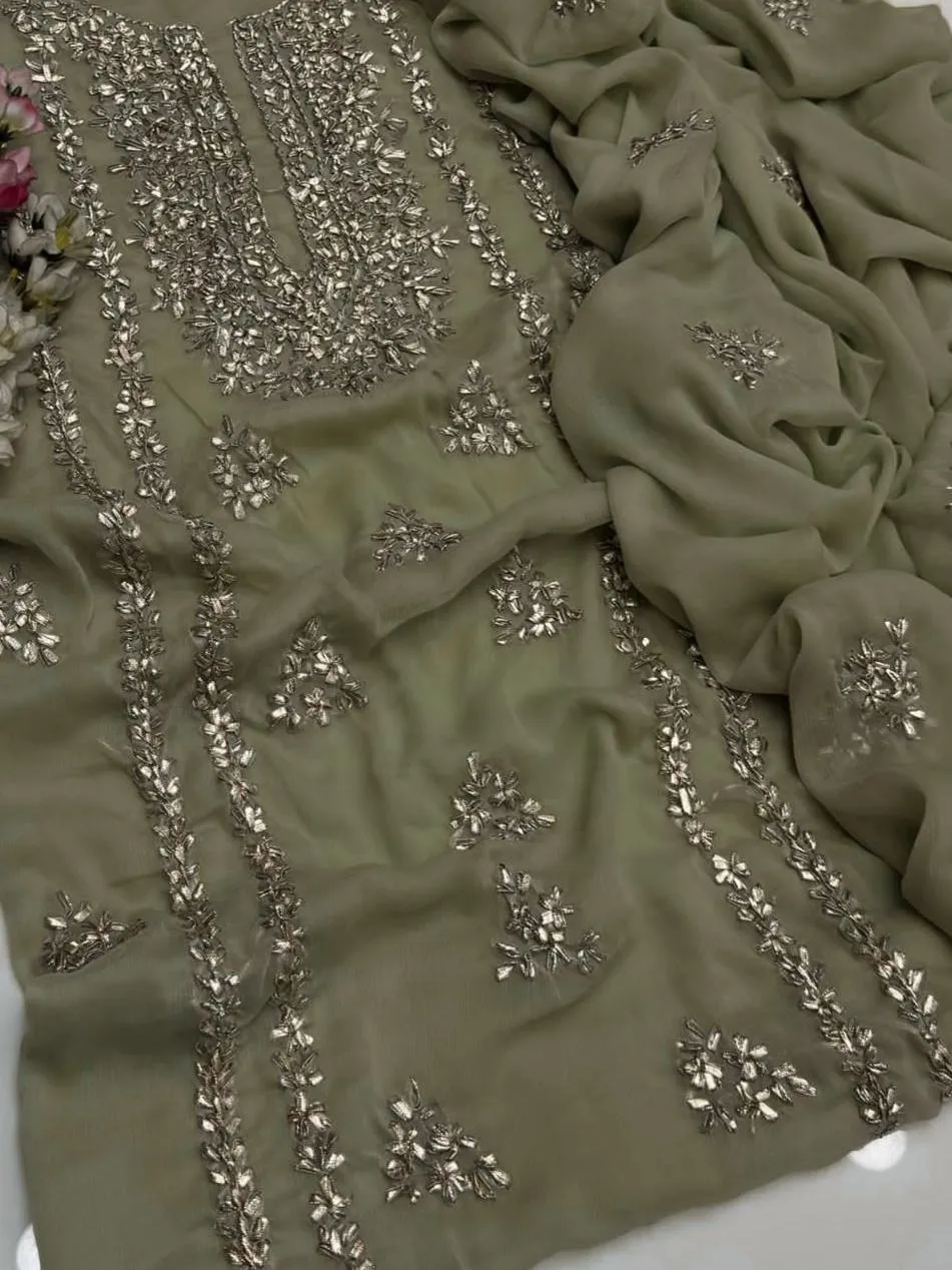 2 Pcs Women's Unstitched Hand Work Suit