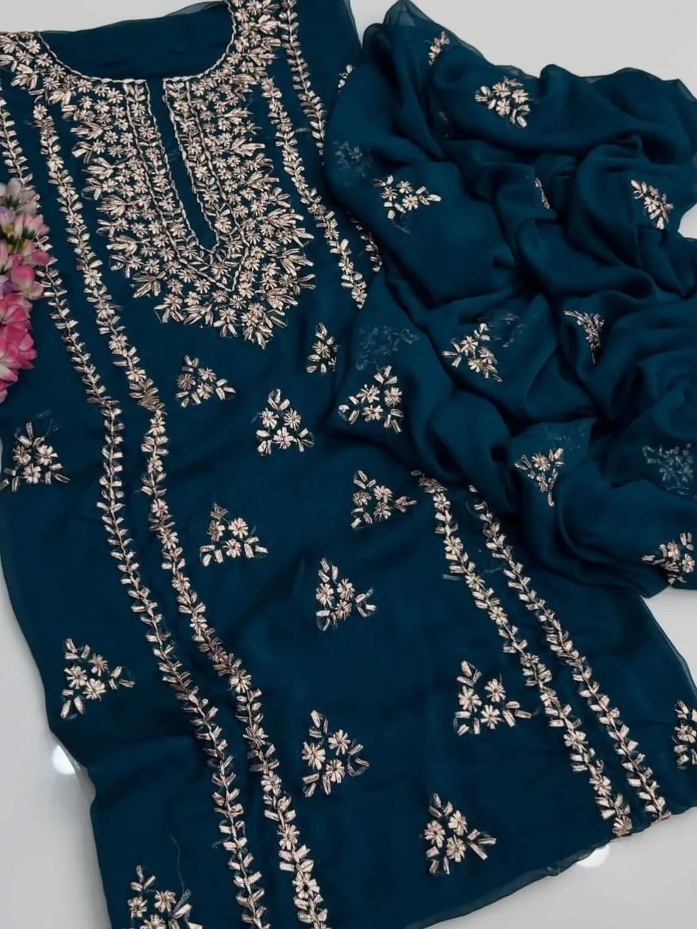 2 Pcs Women's Unstitched Hand Work Suit