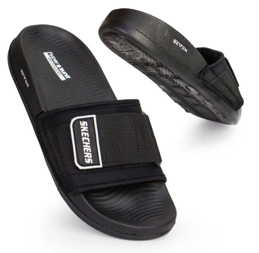 Skechers Men's Adjustable Slides SLIPPERS (BLACK)