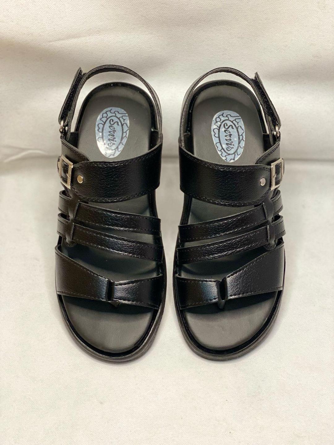 Men's Black Leather Fancy Sandals TB-901