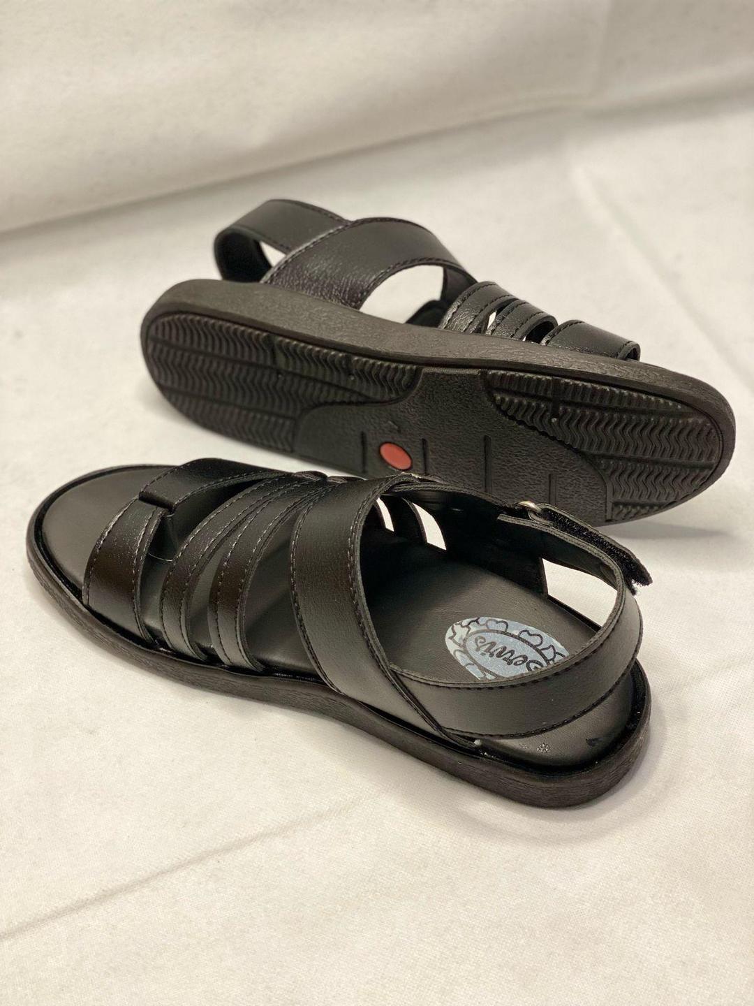 Men's Black Leather Fancy Sandals TB-901
