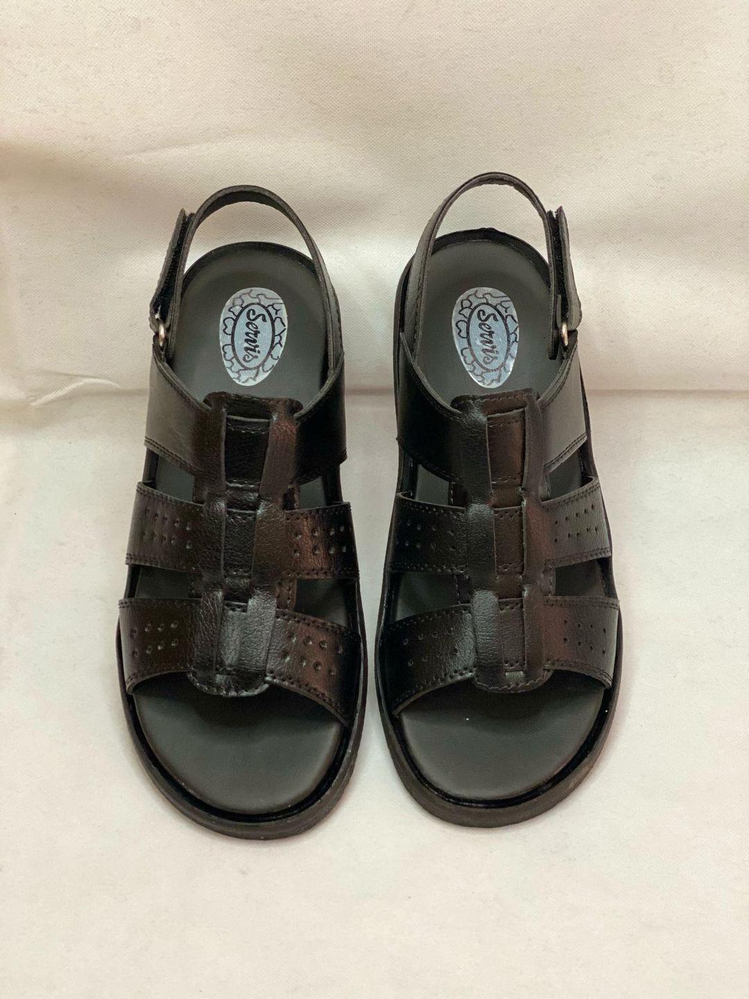 Men's Black Leather Fancy Sandals Casual Formal Wear