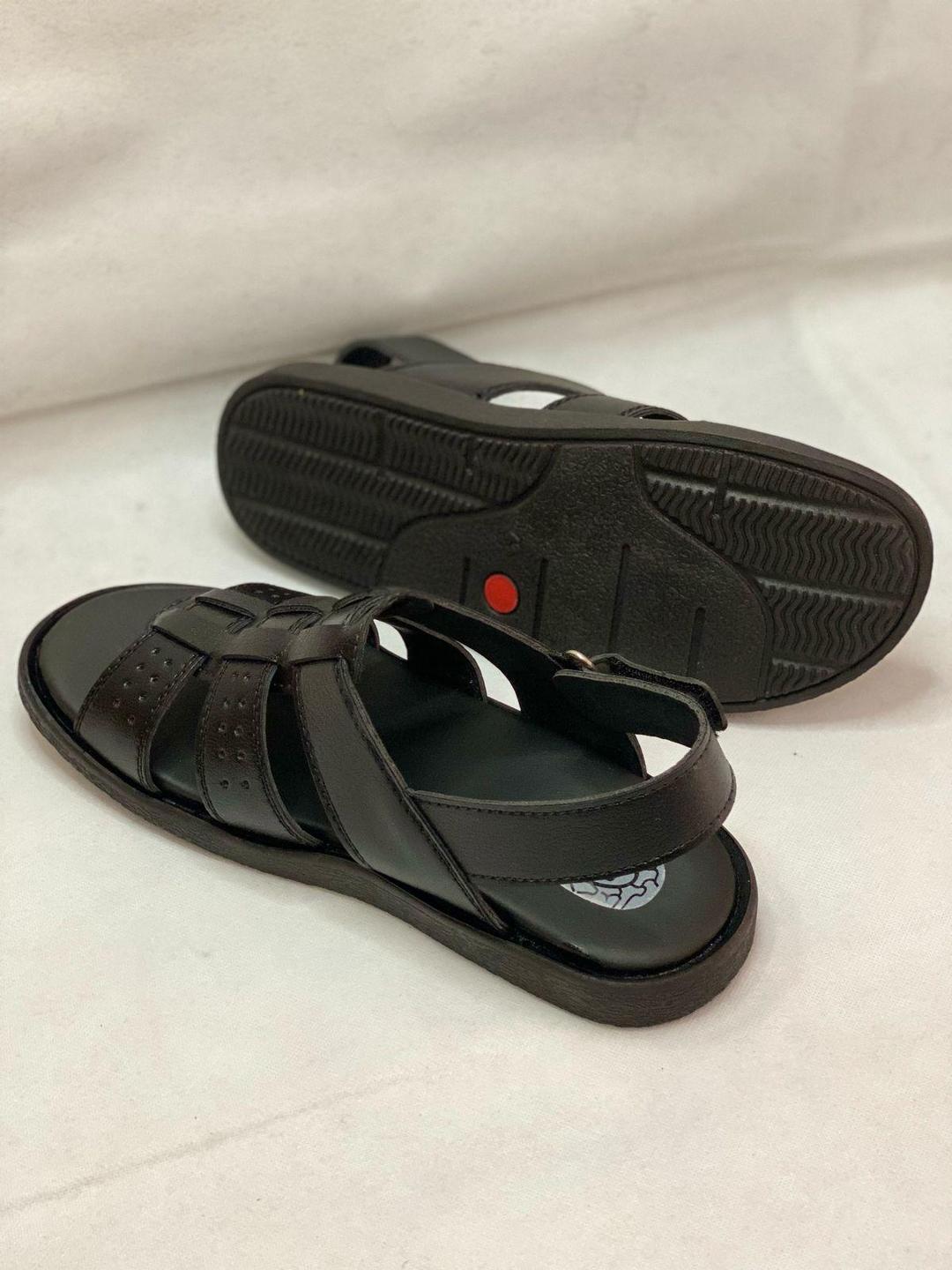 Men's Black Leather Fancy Sandals Casual Formal Wear