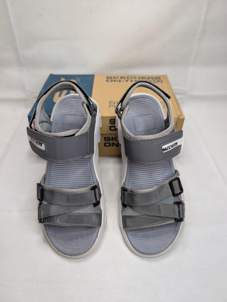 Men Grey Microfiber Casual Sandals with Straps