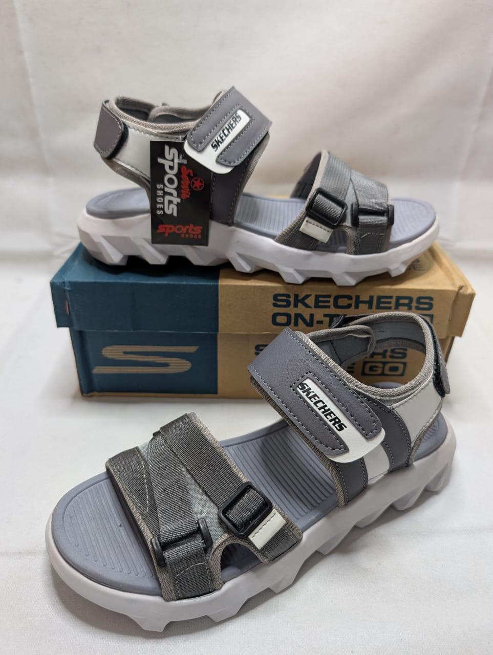Men Grey Microfiber Casual Sandals with Straps